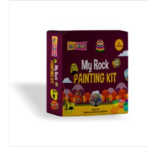 Joy Wheel Rock Painting Kit for Kids – Creative DIY Craft Set with 5 Smooth Rocks, 5 Painting Brushes, Vibrant Paints, Mixing Plate, and Step-by-Step Instruction Manual for Artistic Fun and Skill Development