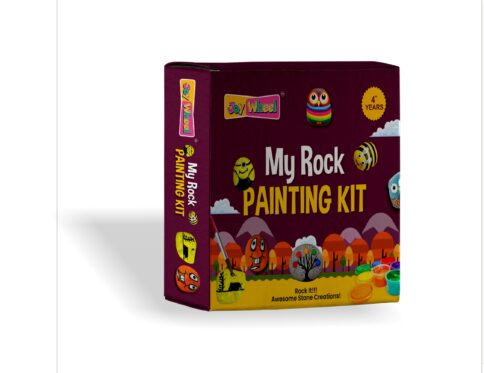 Joy Wheel Rock Painting Kit for Kids – Creative DIY Craft Set with 5 Smooth Rocks, 5 Painting Brushes, Vibrant Paints, Mixing Plate, and Step-by-Step Instruction Manual for Artistic Fun and Skill Development