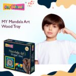 oy Wheel Mandala Wood Tray Painting Kit – DIY Mandala Art Set, Creative Wood Tray Painting, Non-Toxic, Ideal for Adults & Kids, Stress Relief Craft Kit